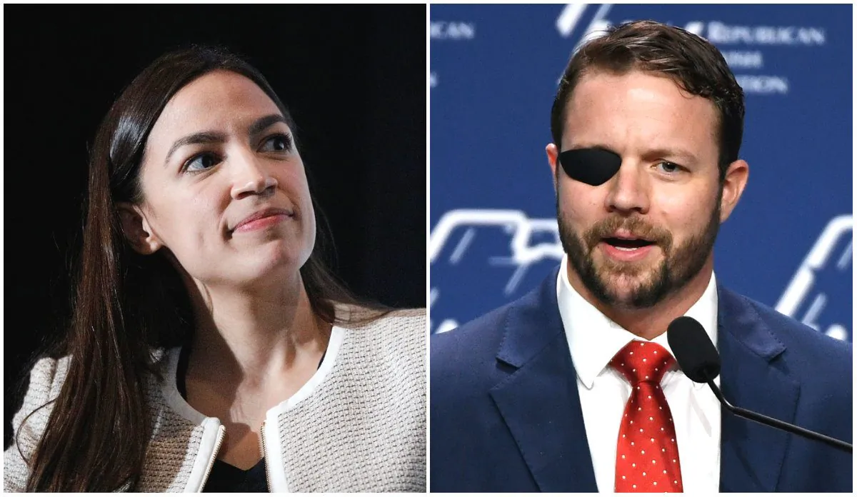 Rep. Alexandria Ocasio-Cortez and Rep. Dan Crenshaw in file photos. (Lars Niki/Getty Images for The Athena Film Festival & Ethan Miller/Getty Images)