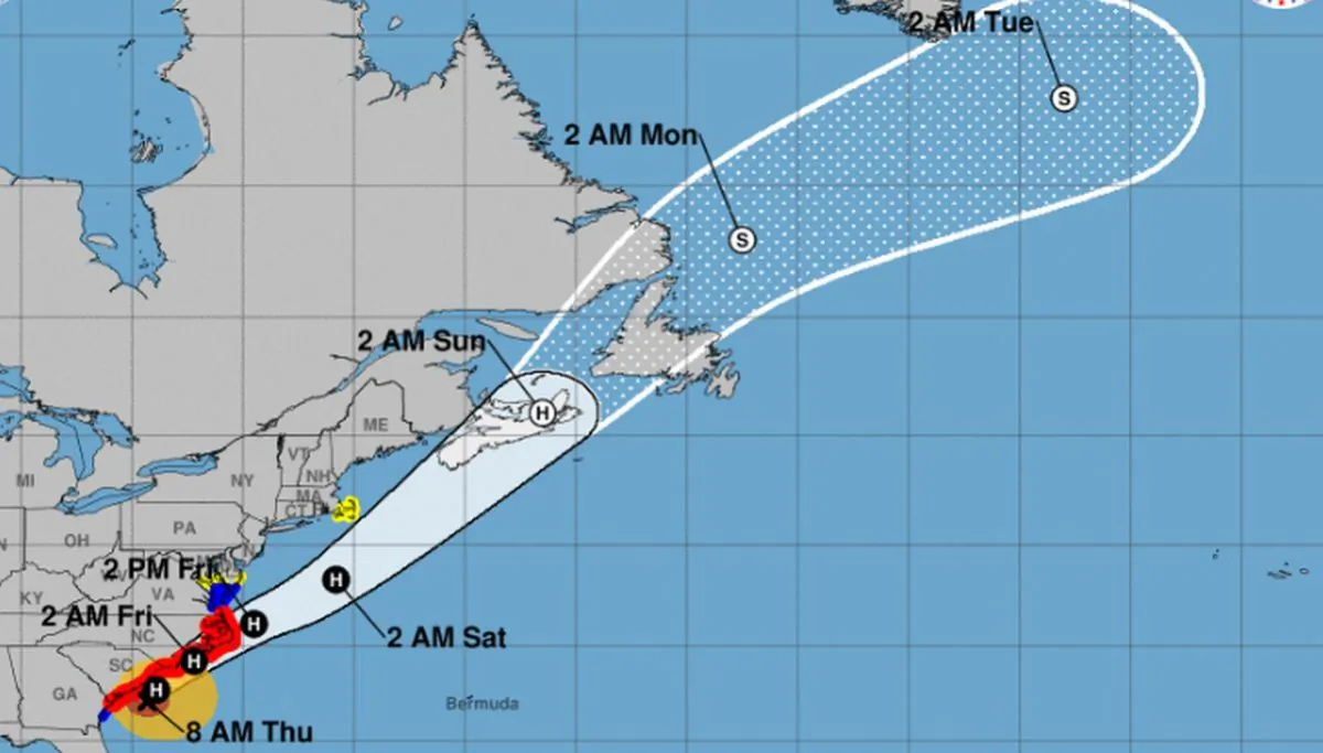 The U.S. National Hurricane Center (NHC) said that Hurricane Dorian, a Category 3 storm, is producing tornadoes across the Carolinas on Thursday, Sept. 5. (NHC)