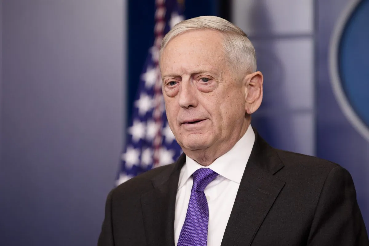 Secretary of Defense Jim Mattis speaks during a press briefing on Feb. 7, 2018. (Samira Bouaou/The Epoch Times)