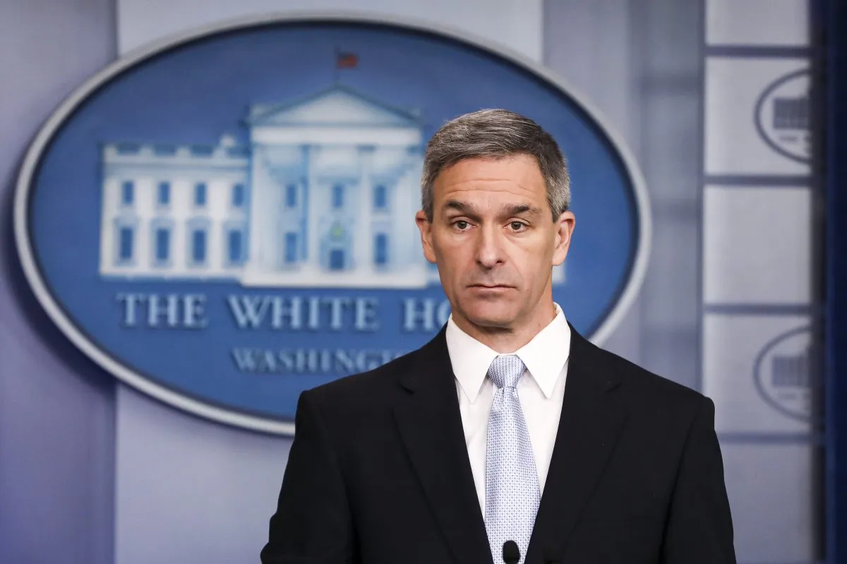 Acting Director of United States Citizenship and Immigration Services Ken Cuccinelli speaks to media at the White House in Washington in a file photograph. (Charlotte Cuthbertson/The Epoch Times)