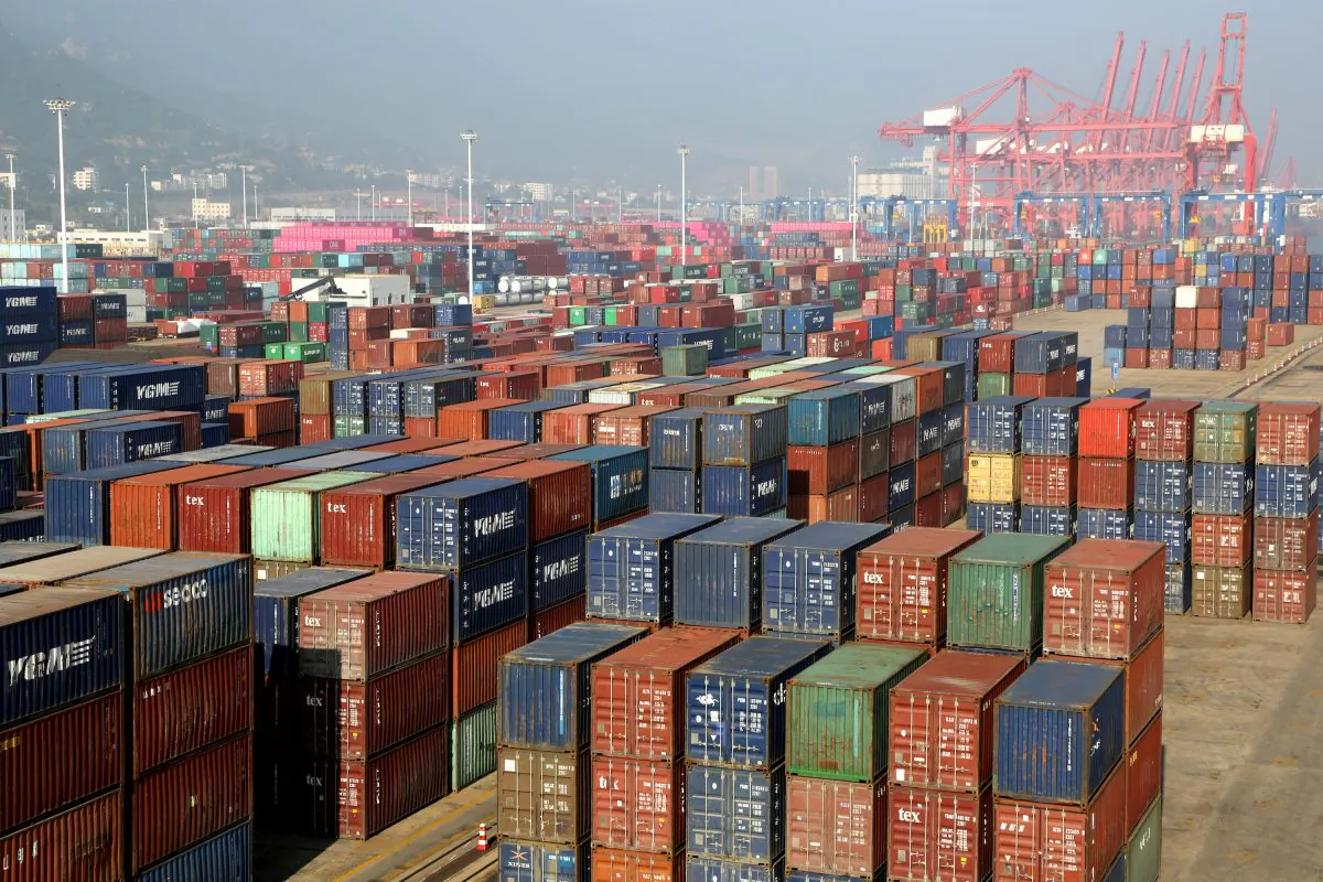 Containers are seen at a port in Lianyungang, Jiangsu Province, China on June 10, 2019. (Reuters)