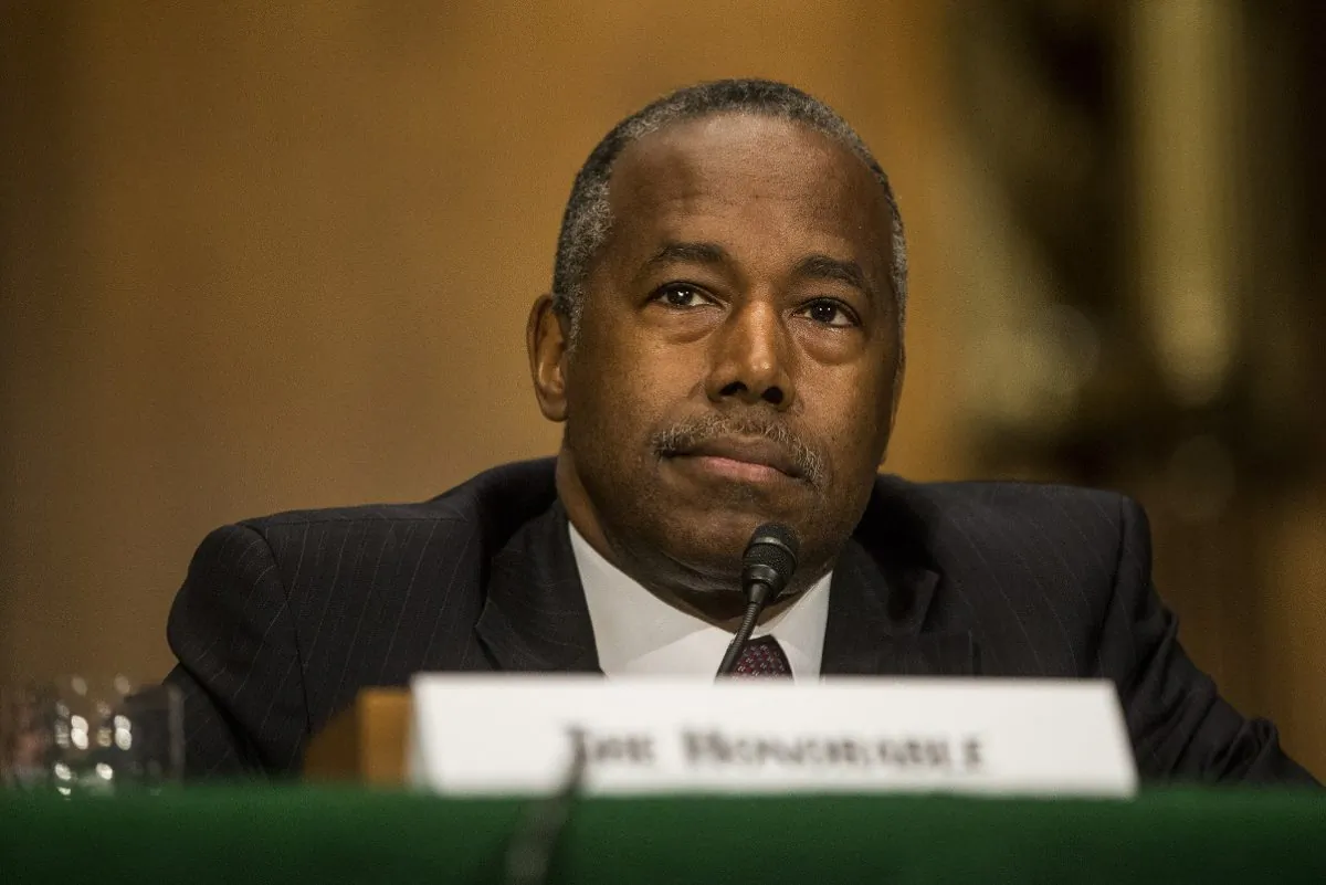 Housing and Urban Development Secretary Ben Carson testifies during a Senate Banking, Housing, and Urban Affairs Committee hearing in Washington on Sept. 10, 2019. (Zach Gibson/Getty Images)