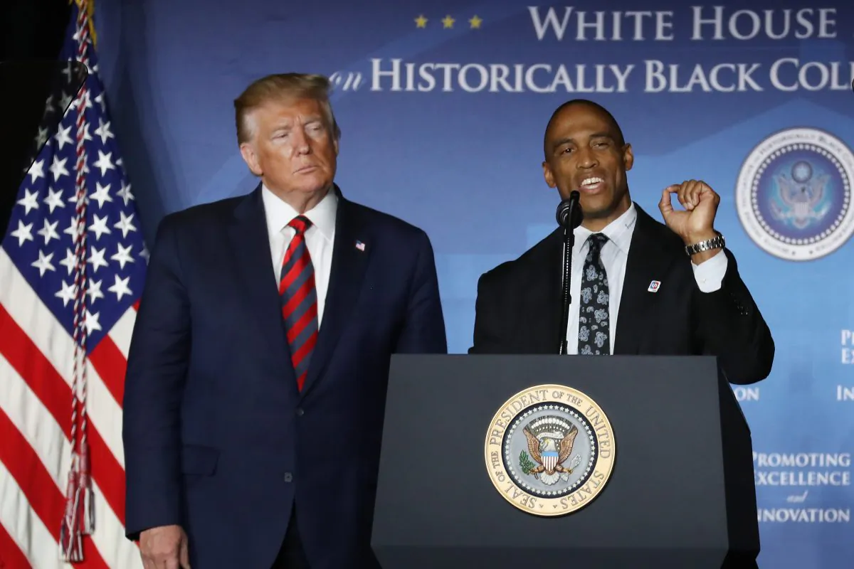 White House Opportunity and Revitalization Council Executive Director Scott Turner (R) speaks at the invitation of President Donald Trump during the National Historically Black Colleges and Universities Week Conference at the Renaissance Hotel in Washington on Sept. 10, 2019. (Chip Somodevilla/Getty Images)