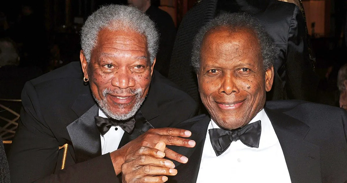 Actors Morgan Freeman and Sir Sidney Poitier (R) attend the 39th AFI Life Achievement Award ceremony in Culver City, Calif., on June 9, 2011. (Frazer Harrison/Getty Images for AFI)