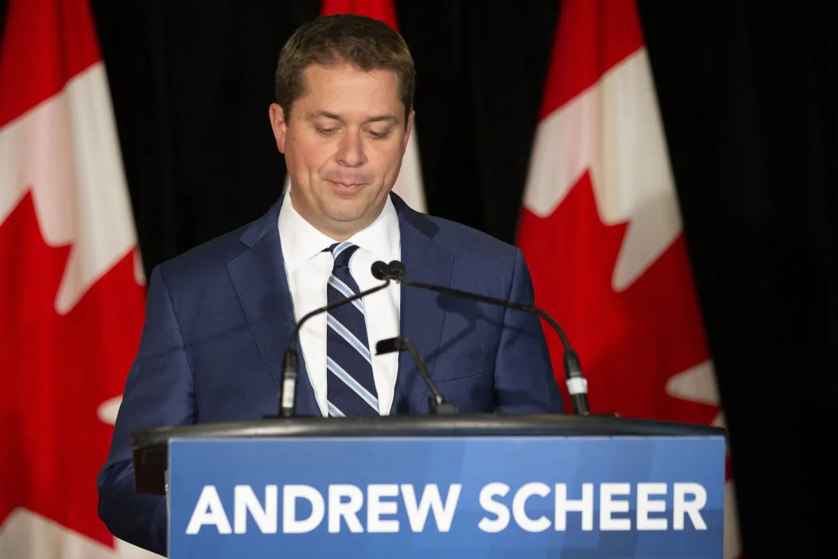 Federal Conservative Leader Andrew Scheer addresses journalists during a news conference in Toronto, on Aug. 29, 2019. The Conservatives will kick off their campaign in Quebec on Sept. 11, 2019. (The Canadian Press/Chris Young)