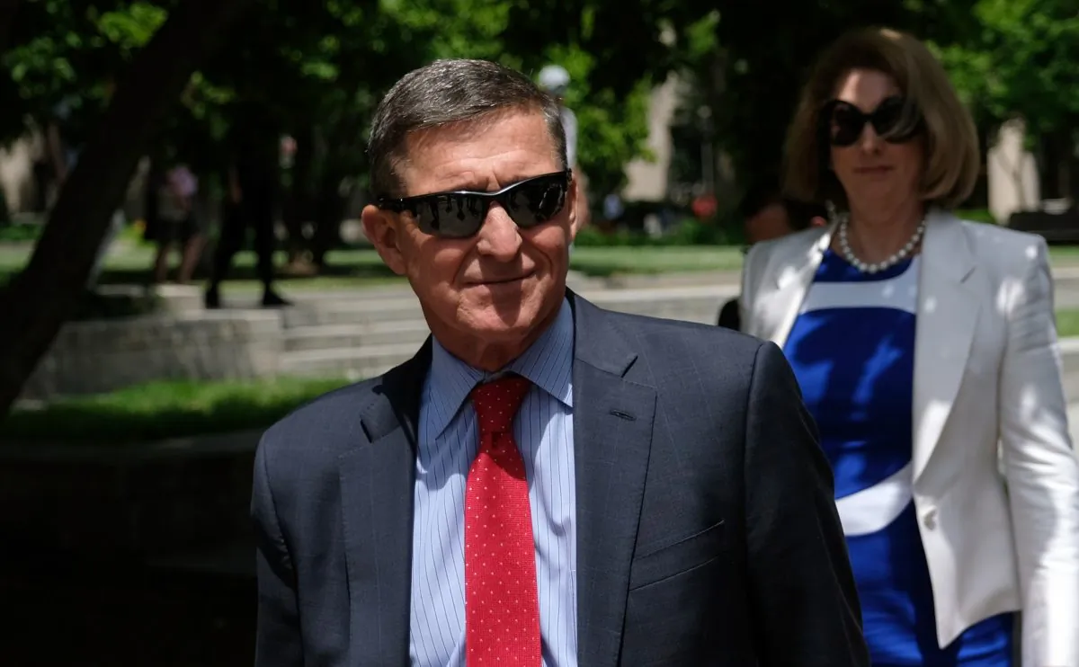 President Donald Trump’s former national security adviser Michael Flynn leaves the E. Barrett Prettyman U.S. Courthouse in Washington on June 24, 2019. (Alex Wroblewski/Getty Images)