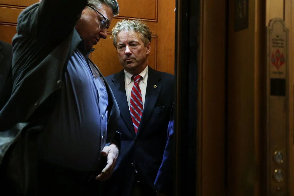 Sen. Rand Paul (R-Ky.) returned to Capitol Hill on Nov. 13, 2017,  on the lawn of his Kentucky home on Nov. 3, 2017. (Alex Wong/Getty Images)