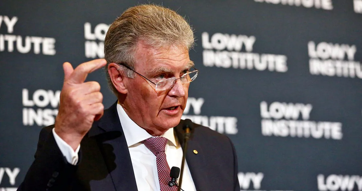 Australian Security Intelligence Organisation Director-General Duncan Lewis speaks at the Lowy Institute in Sydney, Australia, on Sept. 4, 2019. (Courtesy of Peter Morris-Sydney Heads)