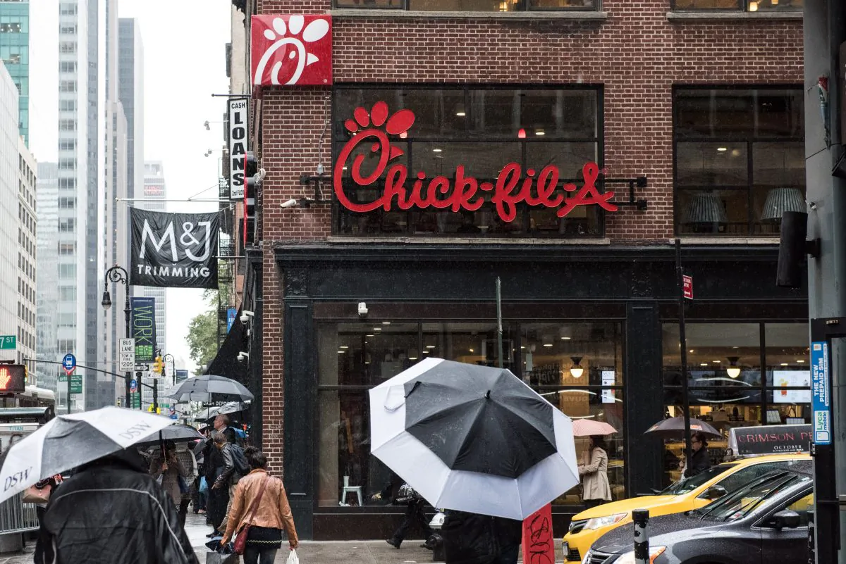The exterior of Chick-Fil-A, a day before its opening on 37th Street and 6th Avenue in New York on Oct. 2, 2015. Andrew Renneisen/Getty Images
