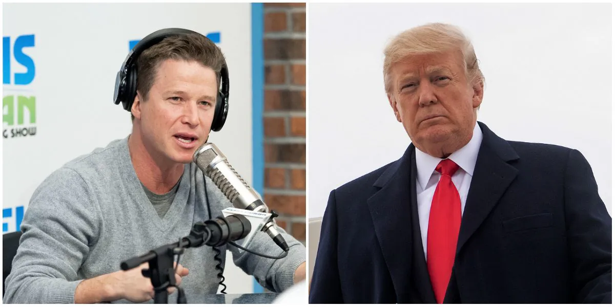 (L) Billy Bush visits "The Elvis Duran Z100 Morning Show" at Z100 Studio on Feb. 10, 2016 in New York City. (D Dipasupil/Getty Images)
US President Donald Trump steps off Air Force One after arriving at Cincinnati Municipal Lunken Airport in Cincinnati, Ohio, on Oct. 12, 2018. (Nicholas Kamm/AFP/Getty Images)