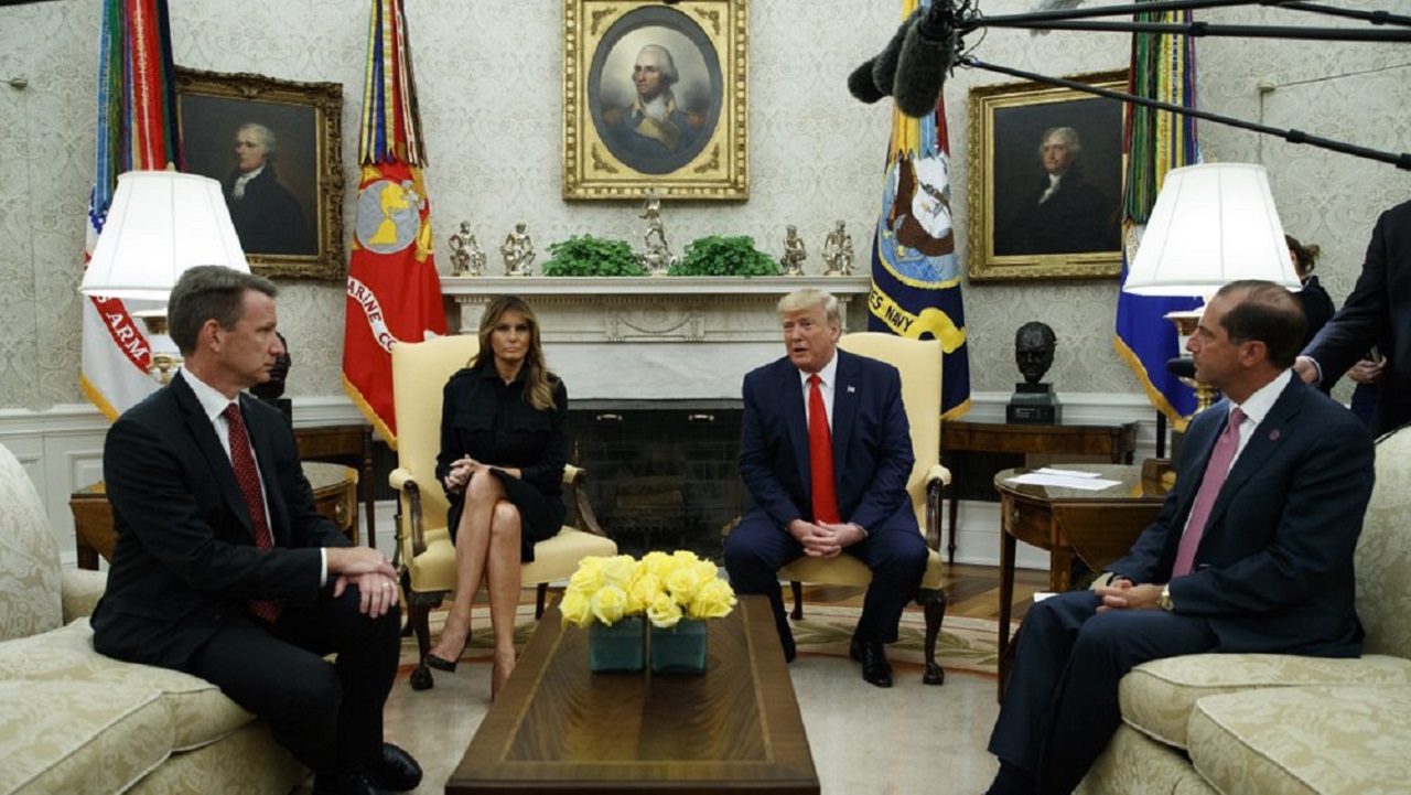 President Donald Trump talks about a plan to ban most flavored e-cigarettes,