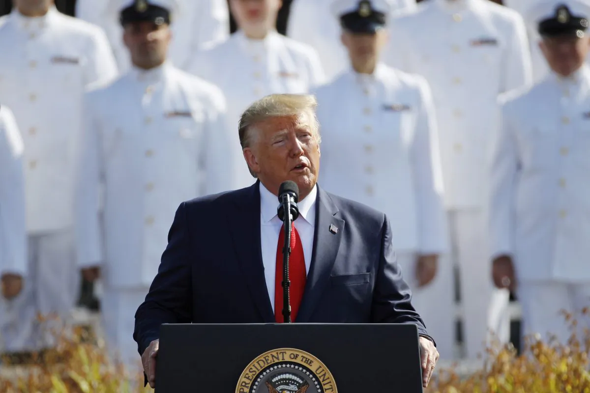 President Donald Trump speaks during a ceremony in observance of the 18th anniversary of the Sept. 11 attacks at the Pentagon in Washington on Sept. 11, 2019. (Patrick Semansky/AP Photo)