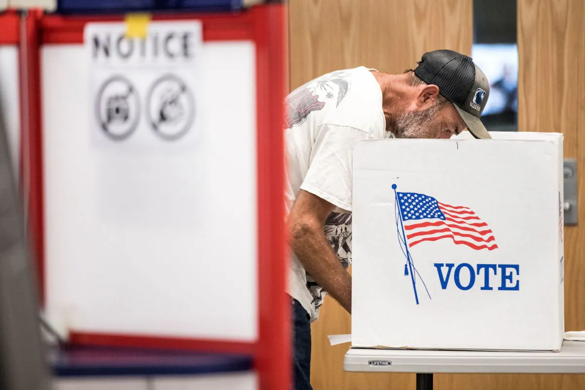 A man casts a vote during a special election in North Carolina's 9th Congressional District in Charlotte, North Carolina, Sept. 10, 2019. (Sean Rayford/Getty Images)