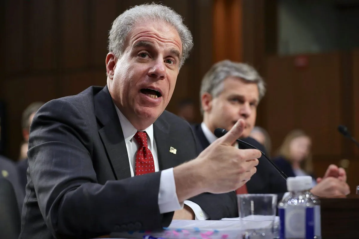 Justice Department Inspector General Michael Horowitz testifies before the Senate Judiciary Committee in the Hart Senate Office Building on Capitol Hill on June 18, 2018. (Chip Somodevilla/Getty Images)