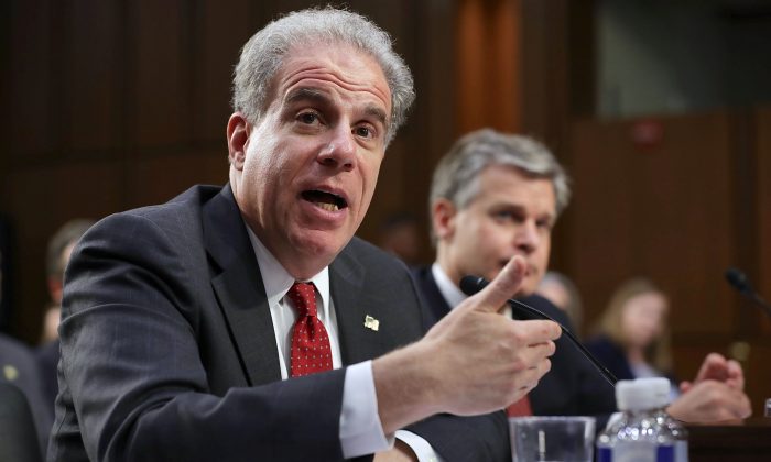 Justice Department Inspector General Michael Horowitz testifies before the Senate Judiciary Committee in the Hart Senate Office Building on Capitol Hill on June 18, 2018. (Chip Somodevilla/Getty Images)