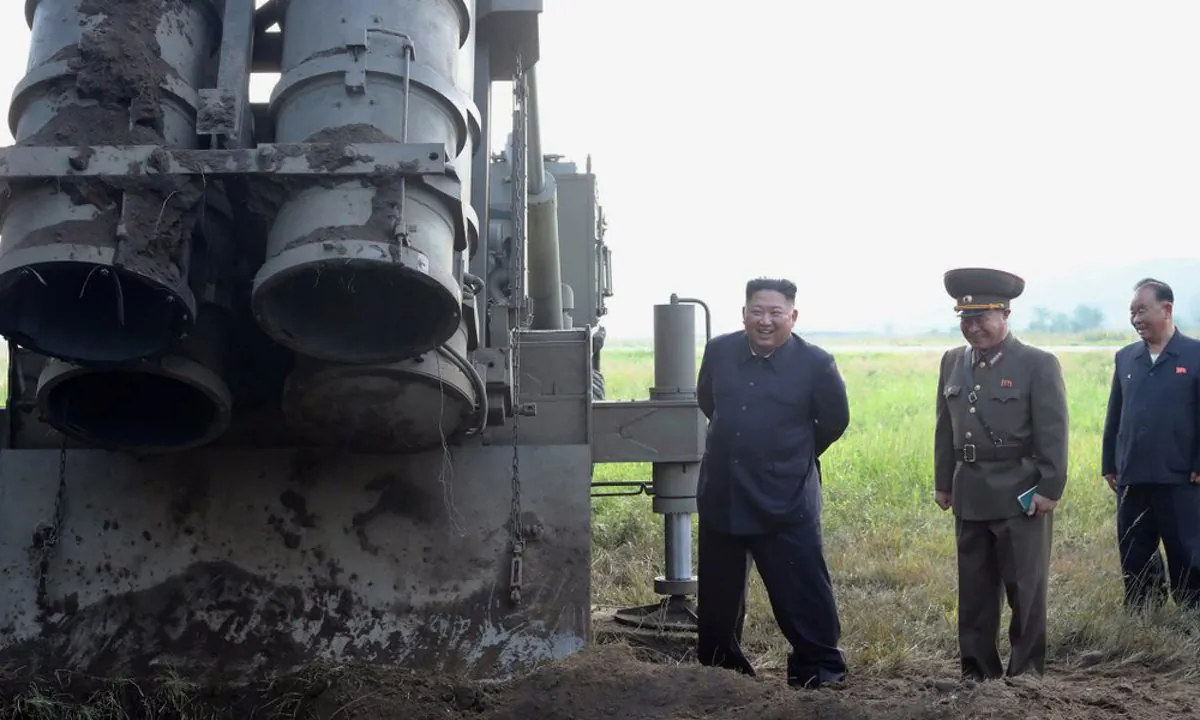 In this Sept. 10, 2019, photo provided by the North Korean government, North Korean leader Kim Jong Un visits a multiple rocket launcher site at an undisclosed location in North Korea. The content of this image is as provided and cannot be independently verified. Korean language watermark on image as provided by source reads: "KCNA" which is the abbreviation for Korean Central News Agency. (Korean Central News Agency/Korea News Service via AP)