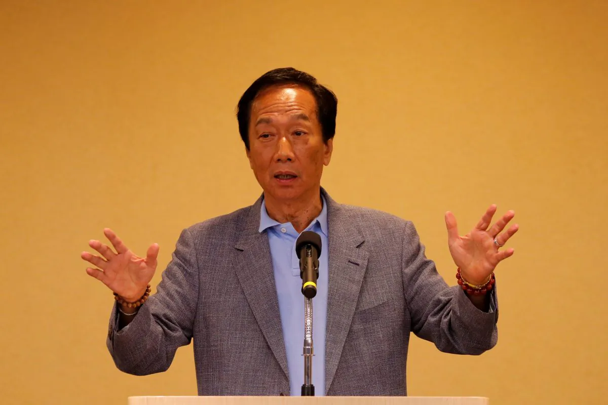 Foxconn Technology Group founder and chairman, Terry Gou, speaks during a news conference after his trip to the U.S., in Taipei, Taiwan on May 6, 2019. (Tyrone Siu/Reuters)