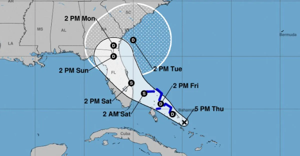 The storm is forecast to morph into a tropical depression or storm in the next day or two, the agency said. (NHC)
