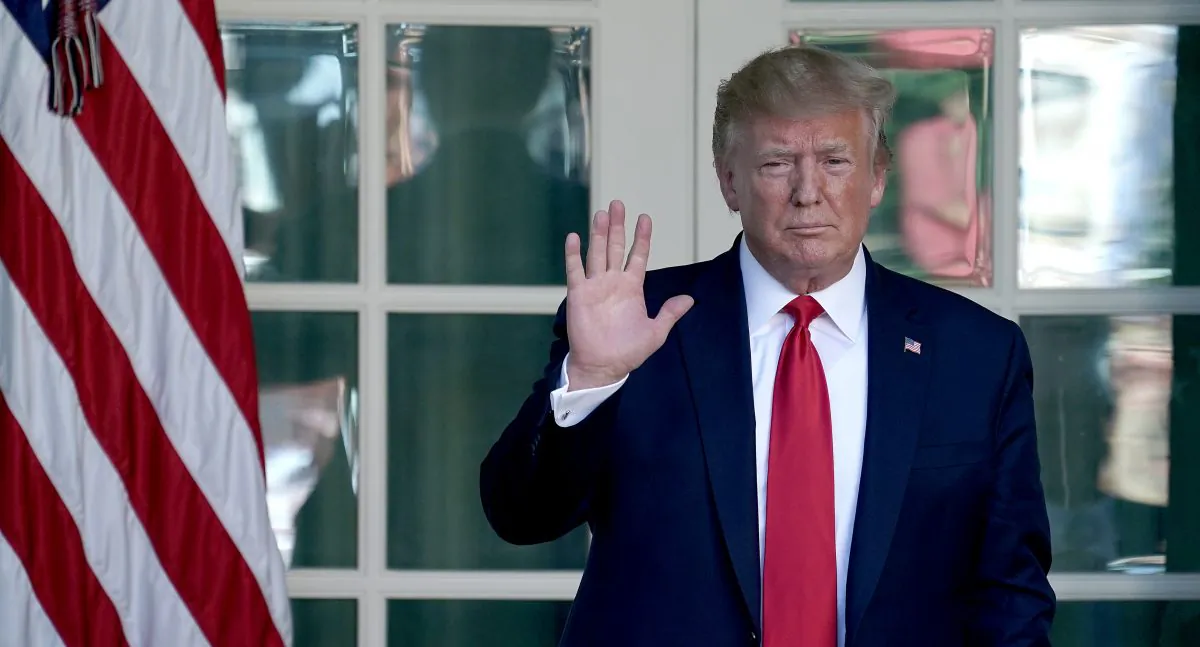President Donald Trump heads back to the Oval Office after attending an event establishing the U.S. Space Command, the sixth national armed service at the White House on Aug. 29, 2019. (Chip Somodevilla/Getty Images)
