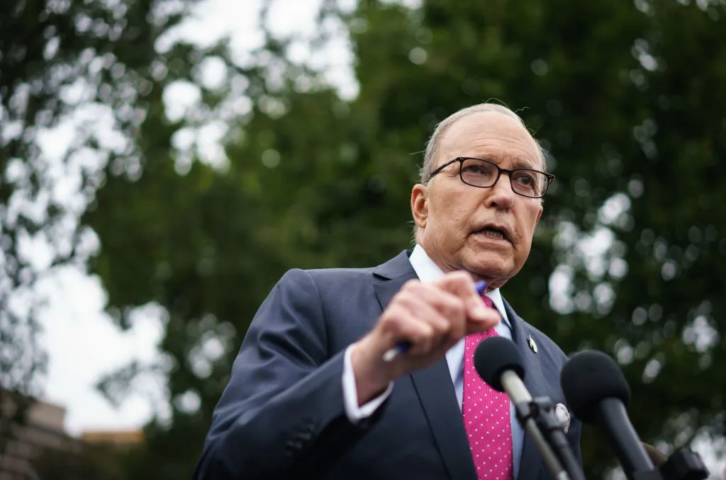 National Economic Council Director Larry Kudlow speaks to reporters outside of the West Wing of the White House in Washington on Sept. 6, 2019. (MANDEL NGAN/AFP/Getty Images)