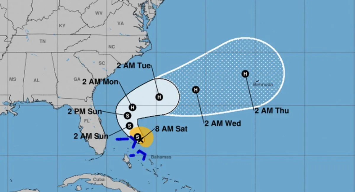 The U.S. National Hurricane Center (NHC) said in an 8 a.m. update that Tropical Storm Humberto has formed and is 30 miles from Hurricane Dorian-ravaged parts of the Bahamas (NHC)