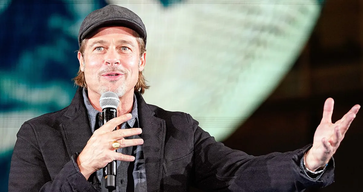 Ad Astra Lead Actor Brad Pitt speaks at National Museum of Emerging Science and Innovation in Tokyo, Japan, on Sept. 12, 2019. (Christopher Jue/Getty Images)