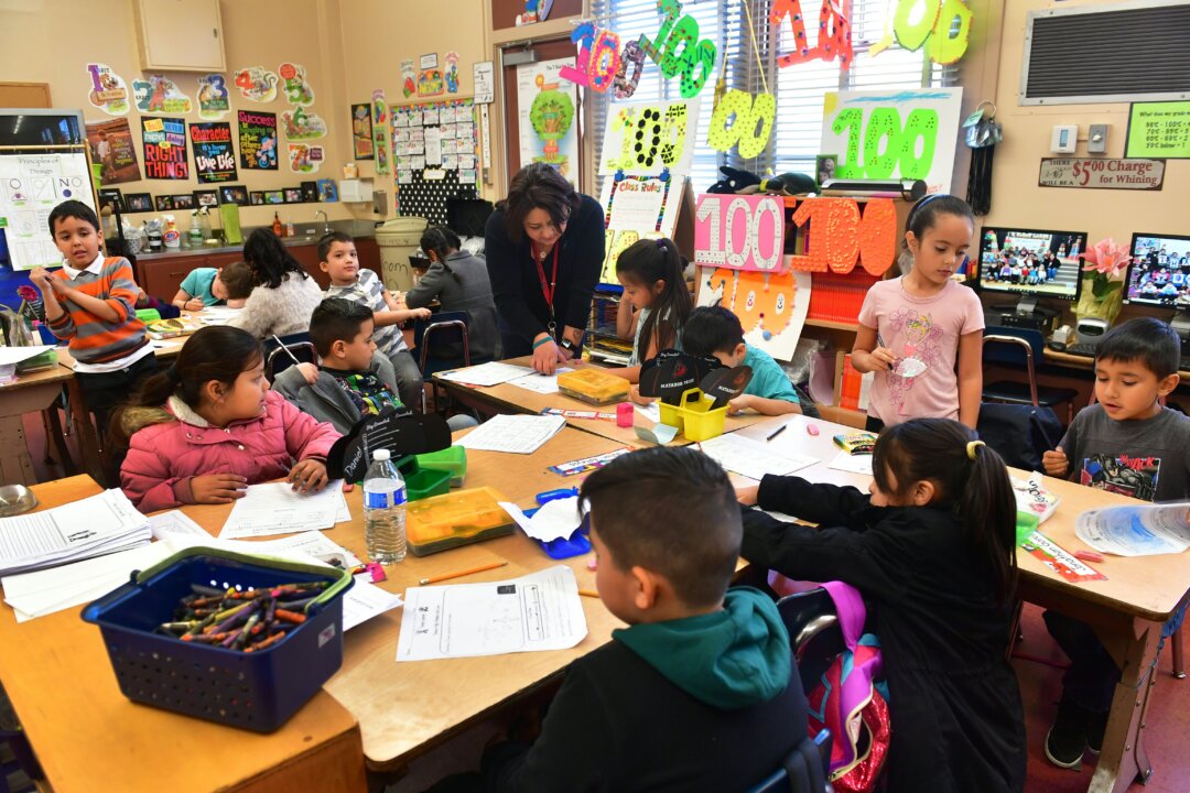 Children are seen in a school in Pacoima, Calif., on Feb. 8, 2019. (Frederic J. Brown/AFP/Getty Images)