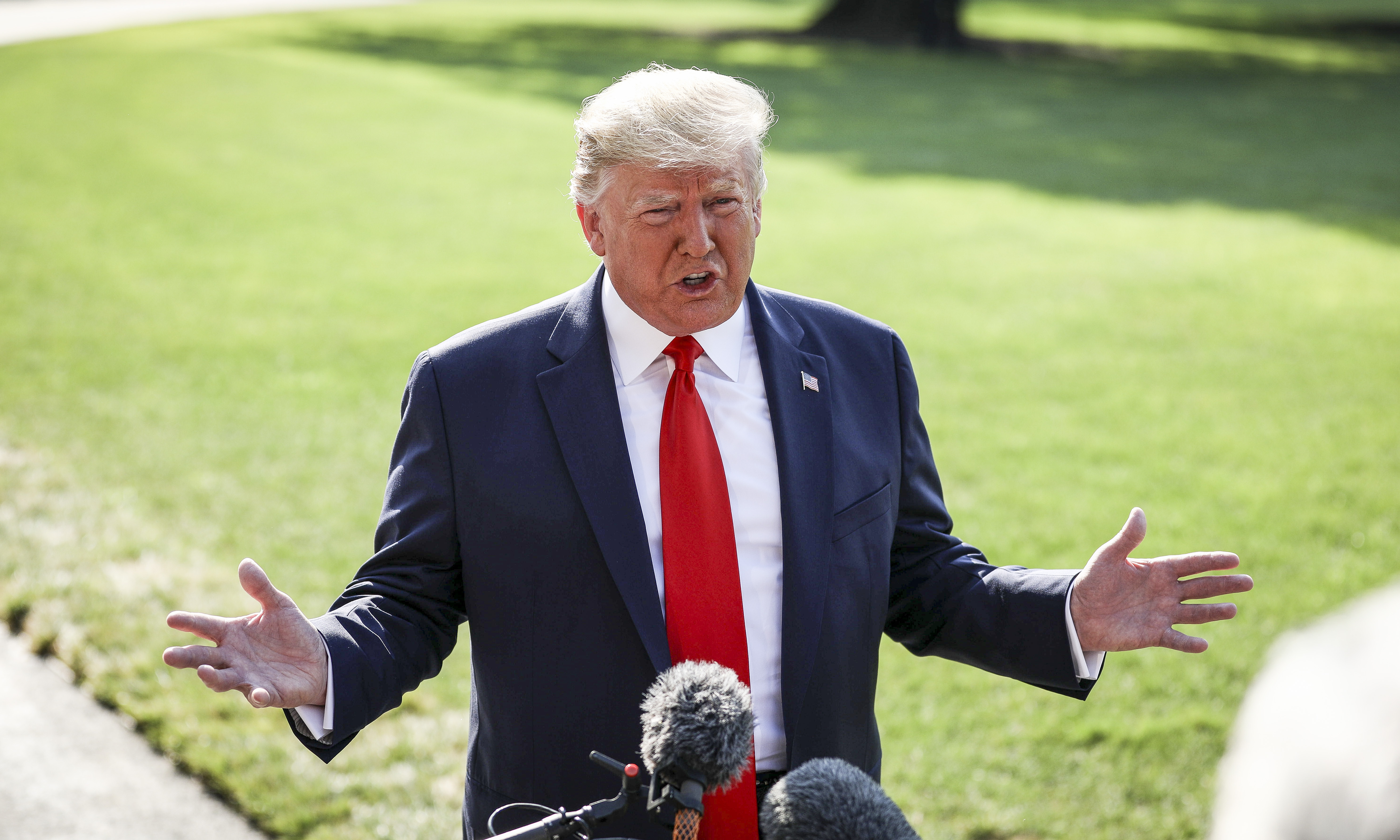 President Donald Trump on the White House South Lawn in Washington