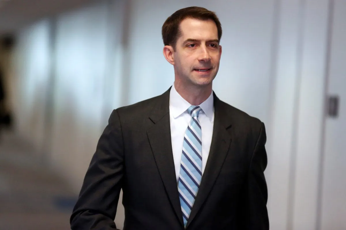 Senator Tom Cotton (R-Ark.) arrives for a Senate Intelligence Committee hearing in Washington, on May 16, 2018.      (Reuters/Joshua Roberts)