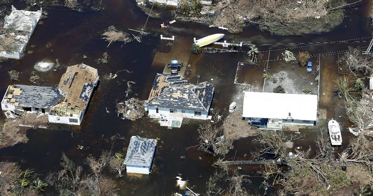 An aerial view of damaged houses on Sept. 5, 2019 in Great Abaco Island, Bahamas. Hurricane Dorian hit the island chain as a category 5 storm battering them for two days before moving north. (Jose Jimenez/Getty Images)