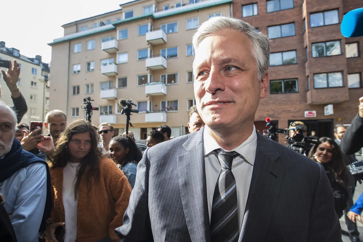 Robert C. OBrien, then-special envoy, arrives at a courthouse in Stockholm, Sweden, on Aug. 1, 2019. (Michael Campanella/Getty Images)