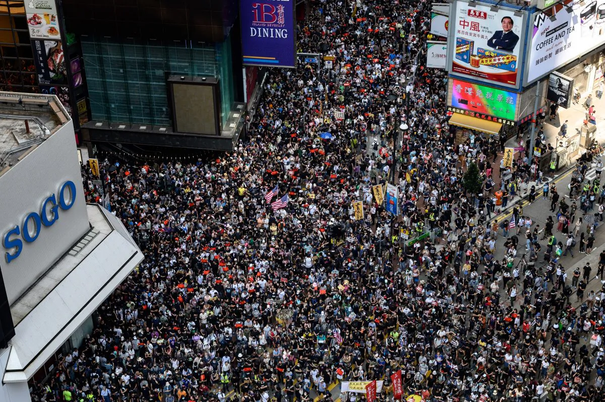 Protesters attend a pro-democracy march in the Causeway Bay district of Hong Kong on Sept. 15, 2019. (Philip Fong/AFP/Getty Images)