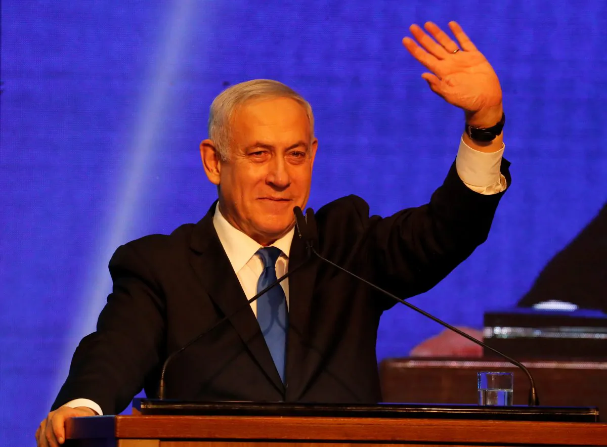 Israeli Prime Minister Benjamin Netanyahu arrives at the Likud party headquarters following the announcement of exit polls during Israel's parliamentary election in Tel Aviv, Israel on Sept. 18, 2019. (Ammar Awad/Reuters)