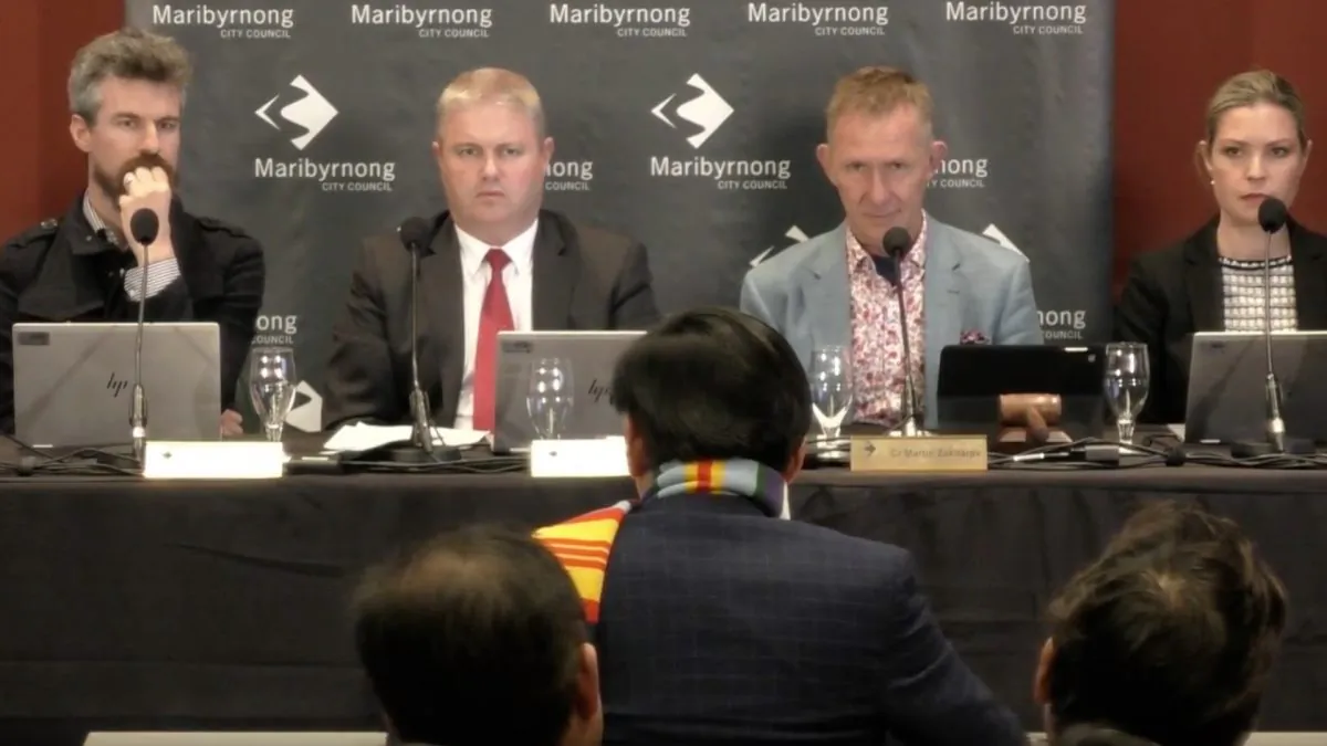 City of Maribyrnong Councillors in Melbourne, Australia listening to Phong Nguyen, vice-president of the Victorian chapter of the Vietnamese Community in Australia (VCA), at an Ordinary Council meeting 10 September 2019. (Maribyrnong City Council)