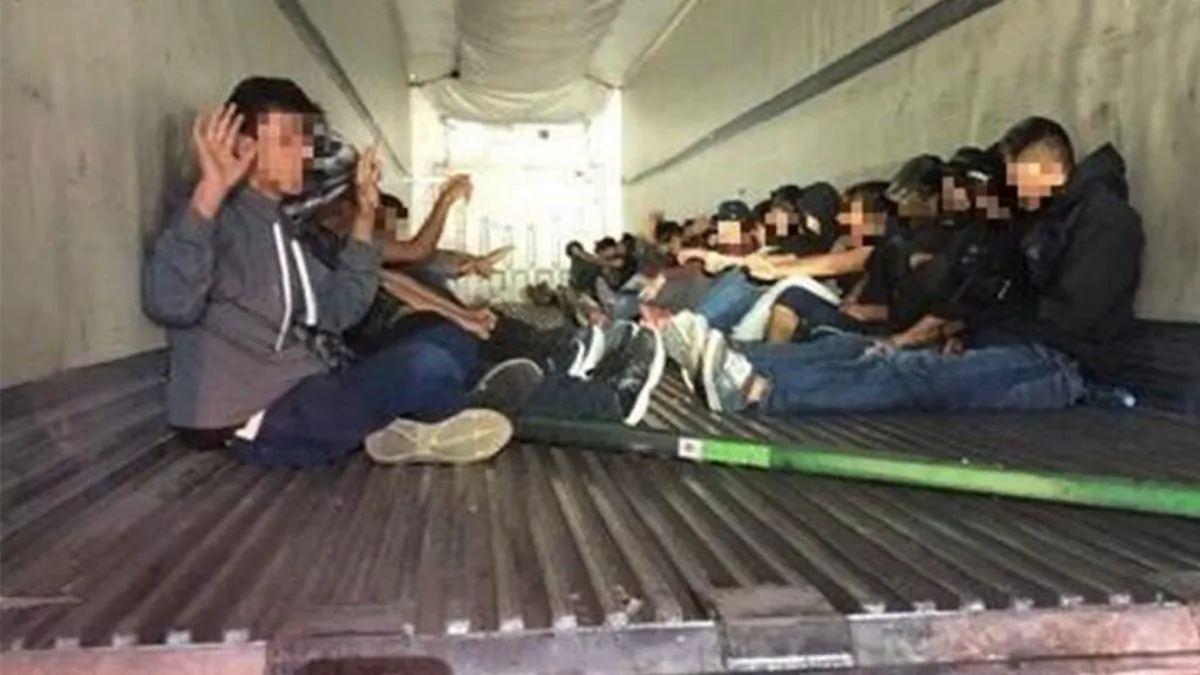 Agents assigned to the I-19 immigration checkpoint near Amado, Arizona, discovered 31 illegal immigrants from Mexico inside the back of a tractor-trailer. (U.S. Customs and Border Protection)
