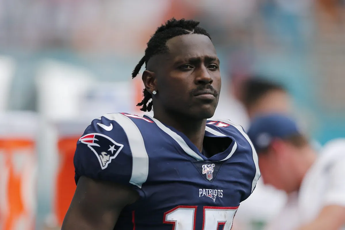 Antonio Brown of the New England Patriots at Hard Rock Stadium on Sept. 15, 2019 in Miami, Florida. (Photo by Michael Reaves/Getty Images)