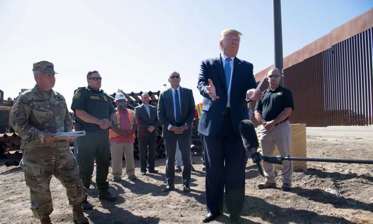 President Donald Trump speaks during a visit to the U.S.–Mexico border fence in Otay Mesa, Calif., on Sept. 18, 2019. (Nicholas Kamm/AFP/Getty Images)