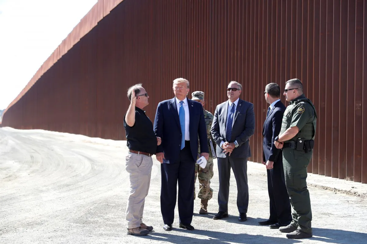 President Donald Trump visits a section of the U.S.-Mexico border wall in Otay Mesa, Calif., on Sept. 18, 2019. (Tom Brenner/Reuters)
