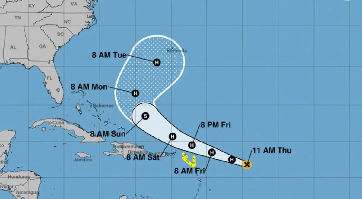 Hurricane Jerry has formed and is now a Category 1 storm as it churns in the Atlantic Ocean. (NHC)