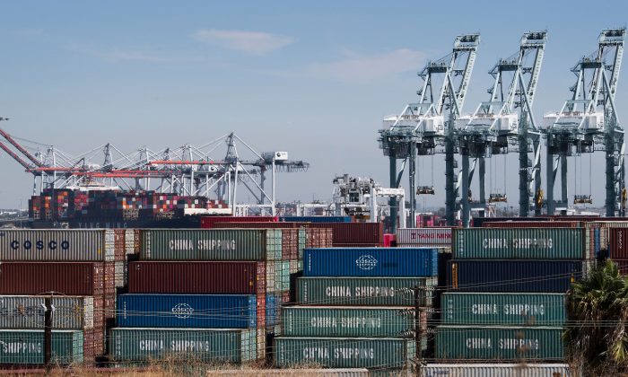 Shipping containers from China and other Asian countries are unloaded at the Port of Los Angeles as the trade war continues between China and the U.S., in Long Beach, California on Sept. 14, 2019. (Mark Ralston/AFP/Getty Images)