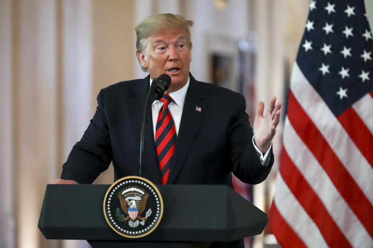 President Donald Trump at a press conference in the East Room of the White House in Washington on Sept. 20, 2019. (Charlotte Cuthbertson/The Epoch Times)