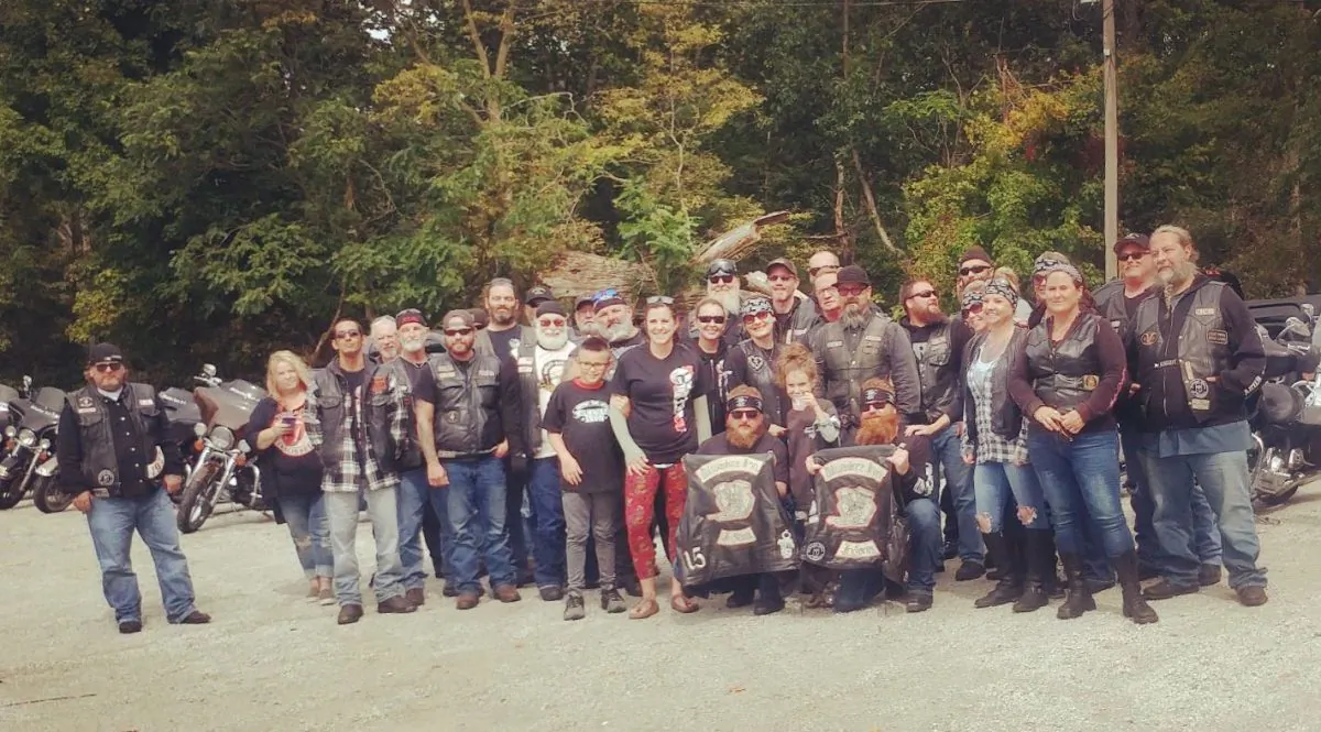 A number of bikers showed up at Bryanne’s lemonade stand in Chili, Indiana. (Courtesy of Daryn Sturch)