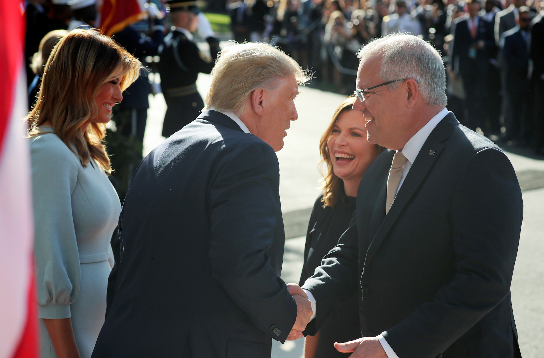 U.S. President Trump welcomes Australia’s Prime Minister Morrison at White House arrival ceremony in Washington