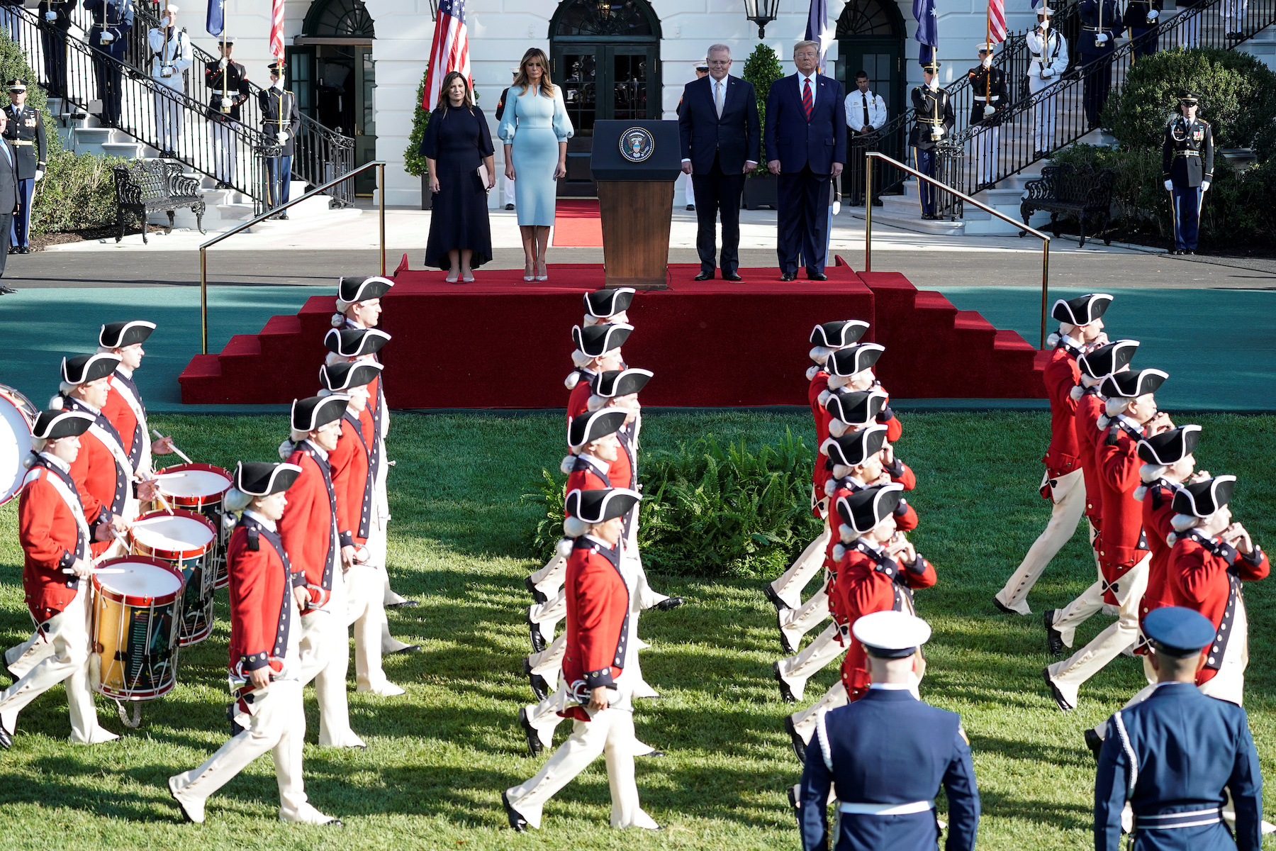 U.S. President Trump welcomes Australia’s Prime Minister Morrison at White House arrival ceremony in Washington