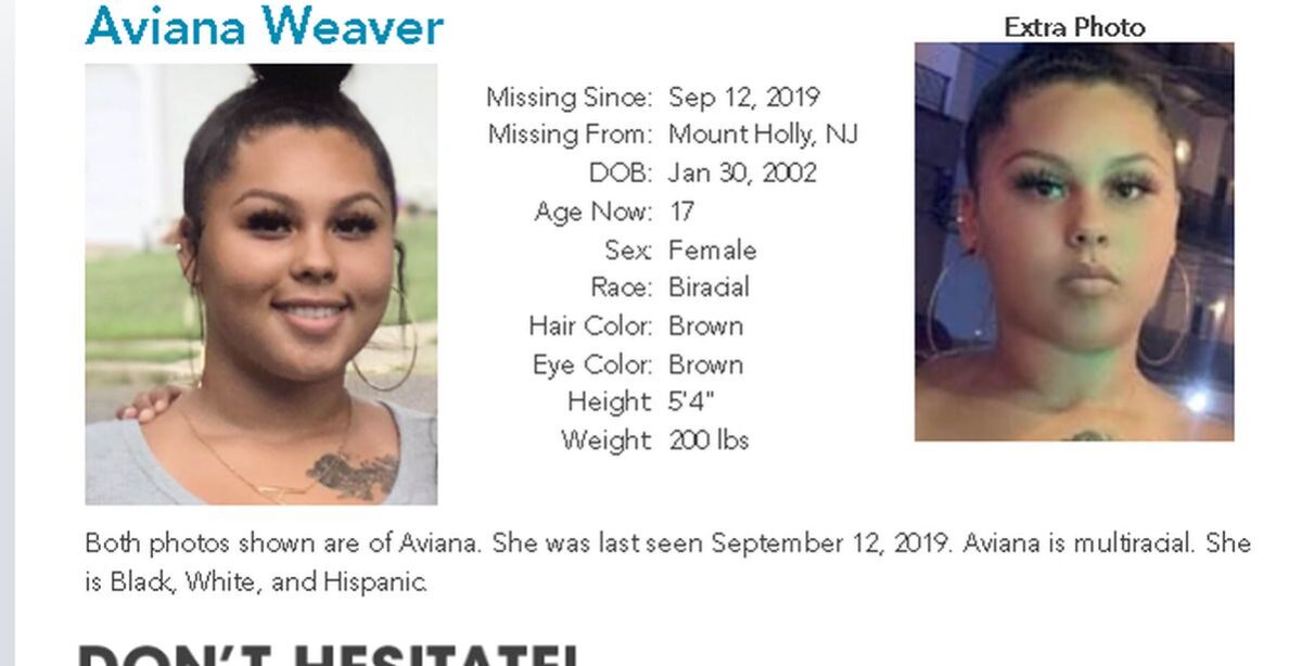 Missing NJ Teen Aviana Weaver Found Safe, Officials Say.