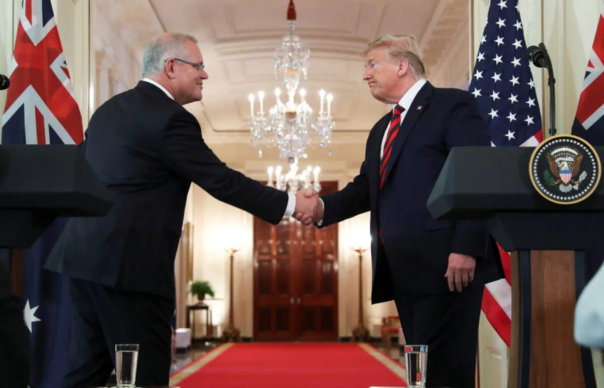Australia’s Prime Minister Scott Morrison shakes hands with U.S. President Donald Trump at the conclusion of a joint news conference in the East Room of the White House in Washington, U.S., on Sept. 20, 2019. (REUTERS/Jonathan Ernst)