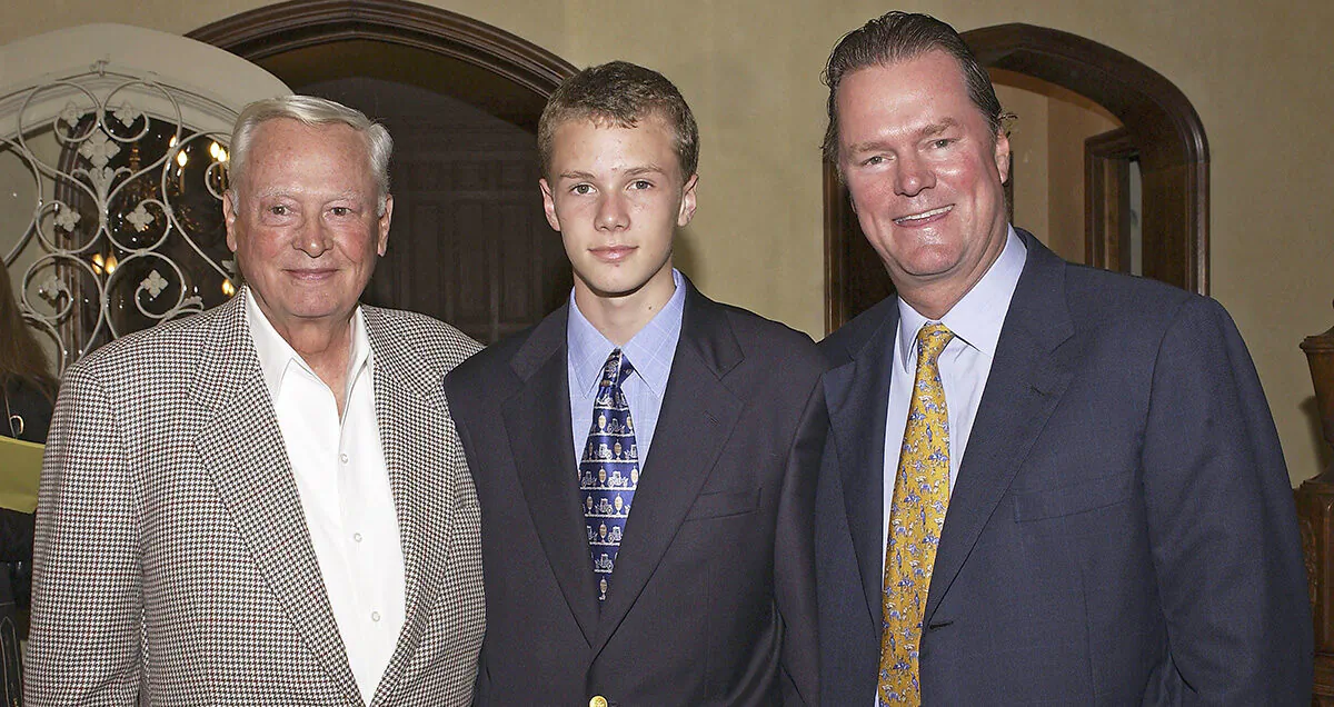 (L-R) Barron Hilton, Barron Hilton II and Rick Hilton at Bel Air, Calif., on Oct. 26, 2004. (Amanda Edwards/Getty Images)