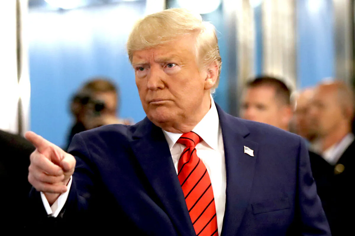 President Donald Trump speaks to the media at the United Nations General Assembly in New York City on Sept. 24, 2019. (Spencer Platt/Getty Images)