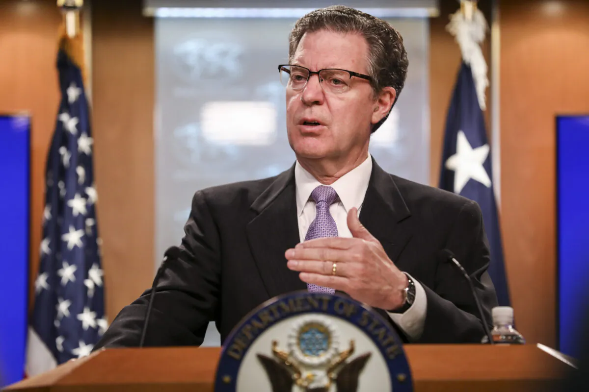 Ambassador-at-Large for International Religious Freedom Sam Brownback speaks at the Department of State in Washington on June 21, 2019. (Samira Bouaou/The Epoch Times)