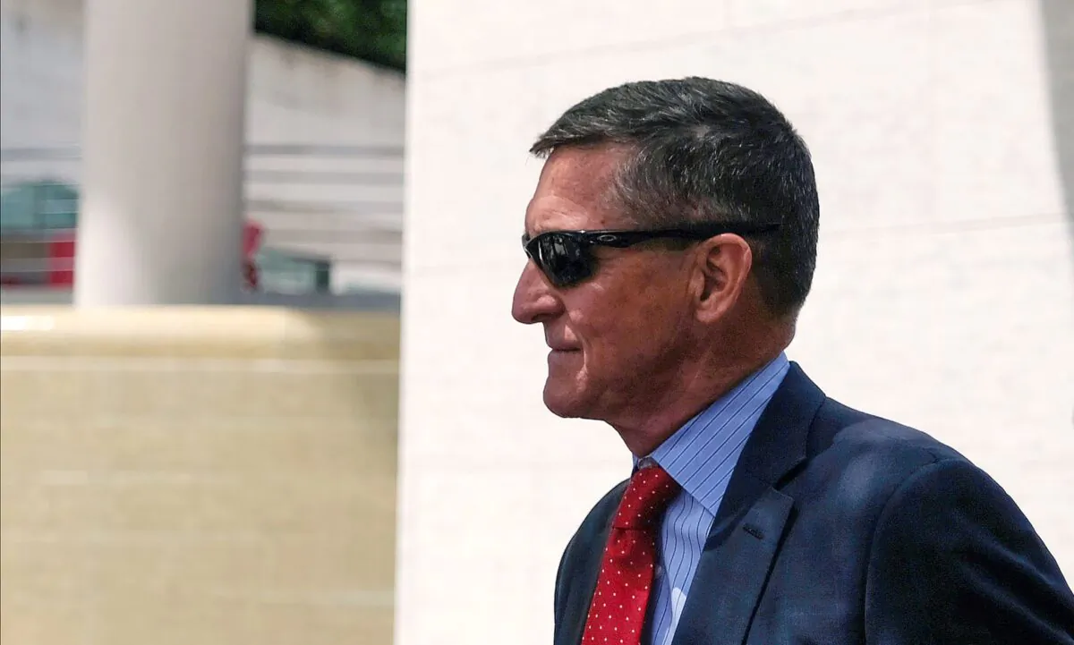 President Donald Trump’s former National Security Adviser Michael Flynn leaves the E. Barrett Prettyman U.S. Courthouse in Washington on June 24, 2019. (Alex Wroblewski/Getty Images)